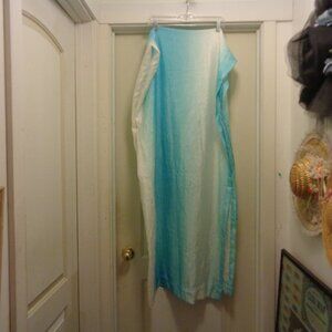 GREEK SANDY ISLANDS STYLE BLUE WHITE SEMI SHINE TEXTURED  LONG CURTAIN PANEL